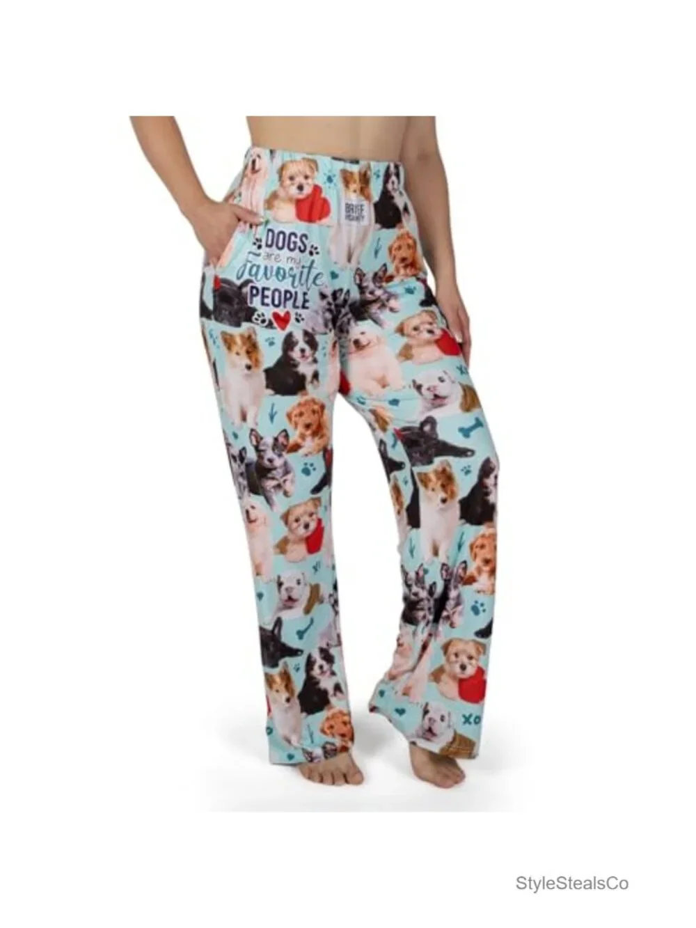 Dog Graphics Lounge Pants Soft Knit Polyester Spandex Wide Leg Pajama Pants